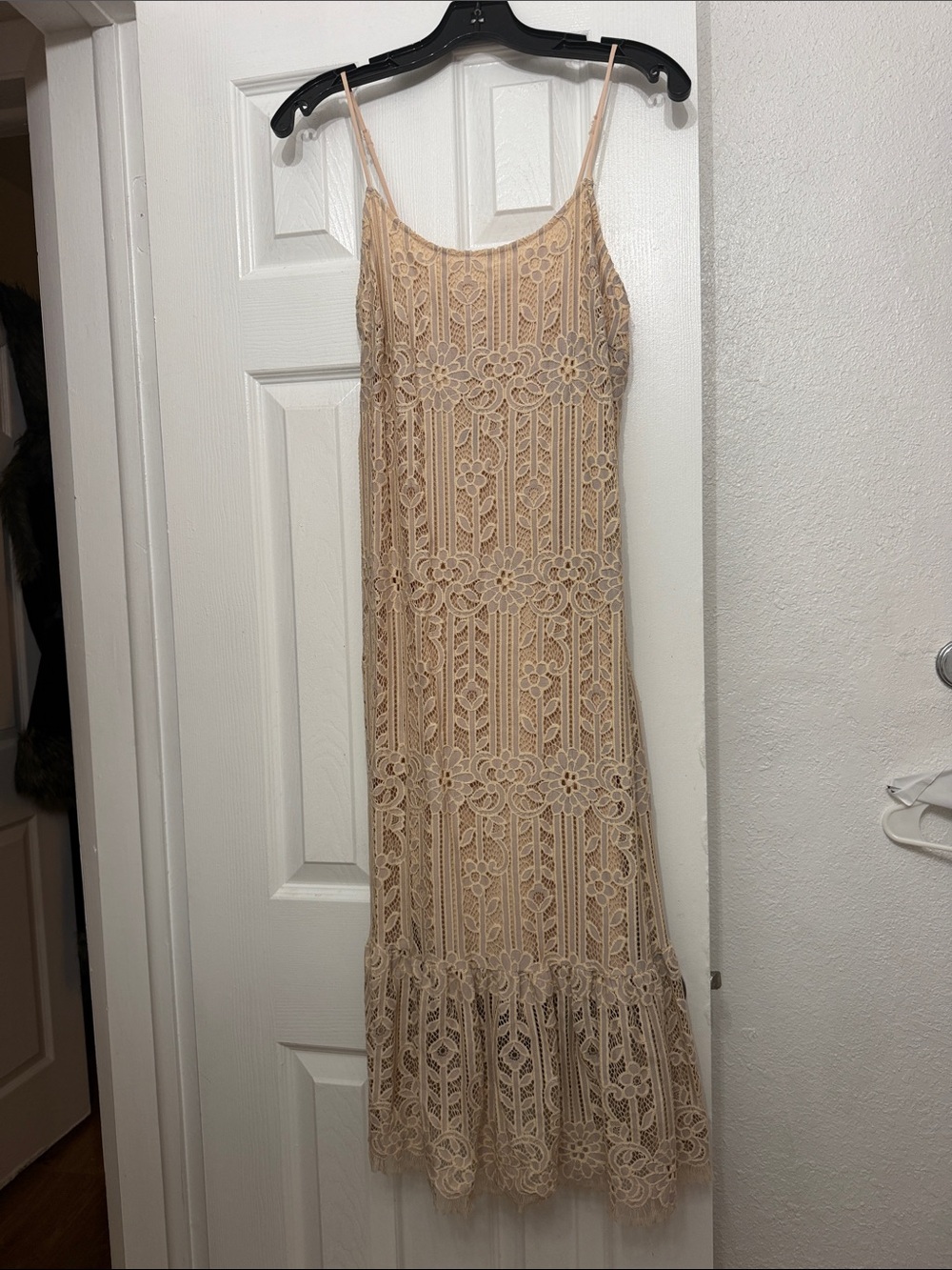 Eri &  Ali Lace Slip Dress with Floral Crochet Detail